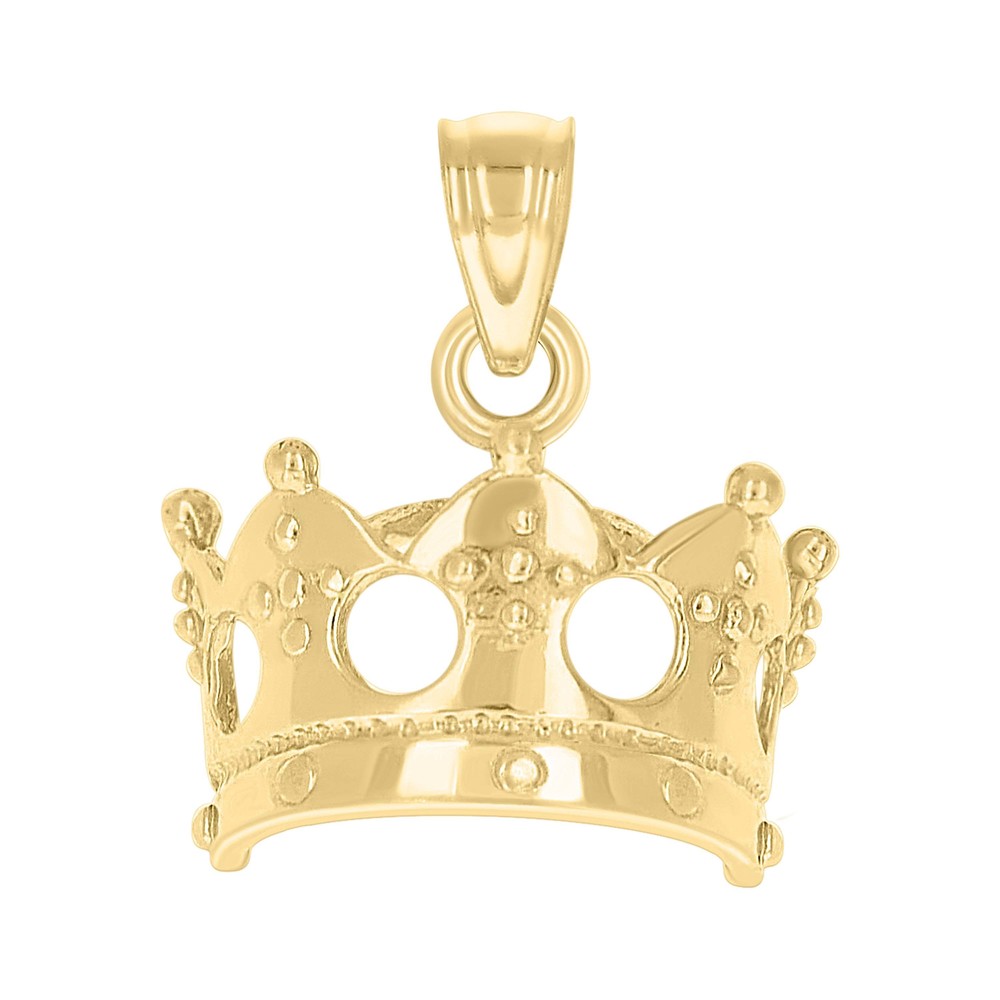 10kt 10k Yellow Gold Unisex Crown Charm Pendant